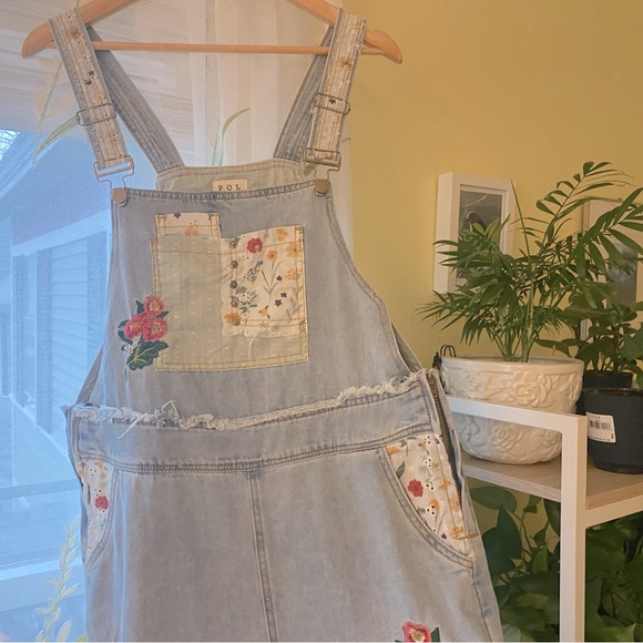 POL | Patchwork Floral Overalls - Picture 1 of 10